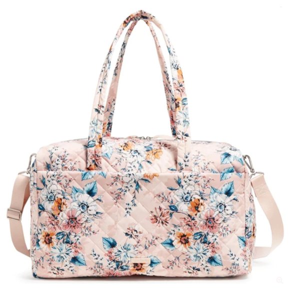Vera Bradley Handbags - Vera Bradley Peach Blossom Bouquet Large Travel Duffel Bag Weekender Twill NWT